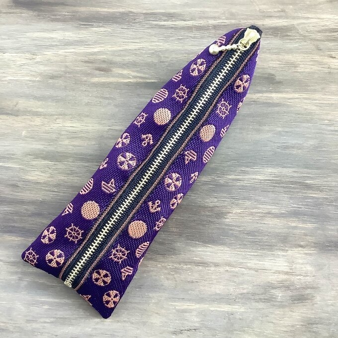 【マリン】畳縁 テトラ型 ペンケース 紫 オレンジ 海 ヨット