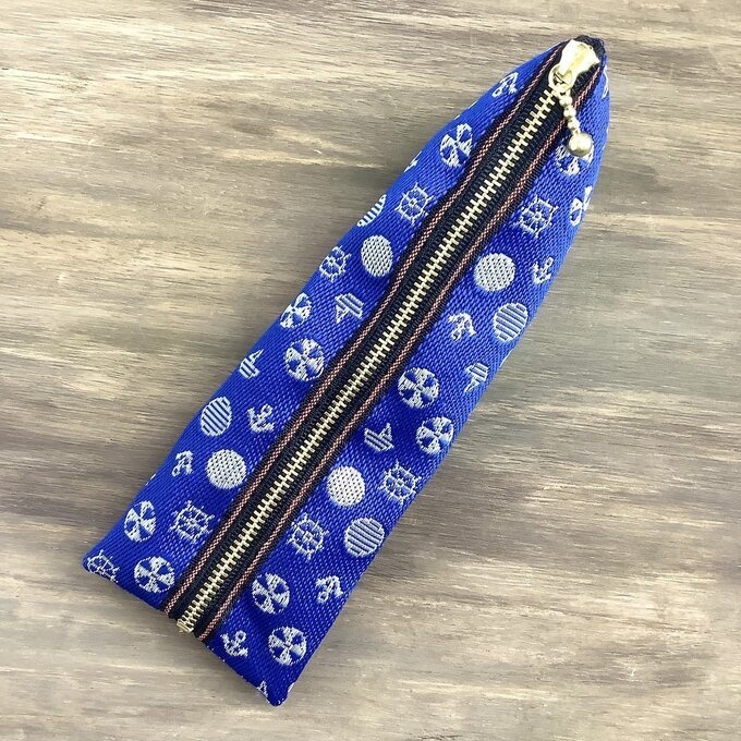 【マリン】畳縁 テトラ型 ペンケース 青 海 ヨット ブルー