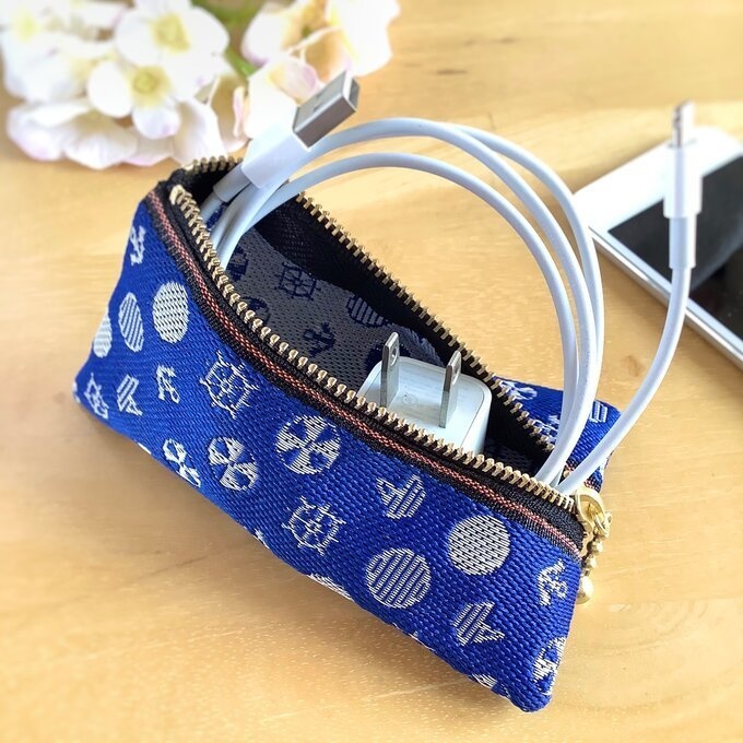 【マリン】畳縁 テトラ型 ペンケース 青 海 ヨット ブルー