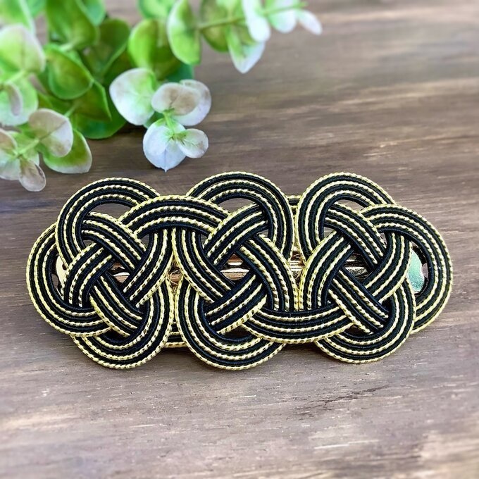 【アレカラー】水引 バレッタ アレのアレ 和風 ゴールド 黒 しましま 寅 虎 タイガー