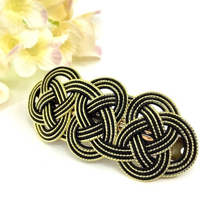 【アレカラー】水引 バレッタ アレのアレ 和風 ゴールド 黒 しましま 寅 虎 タイガー