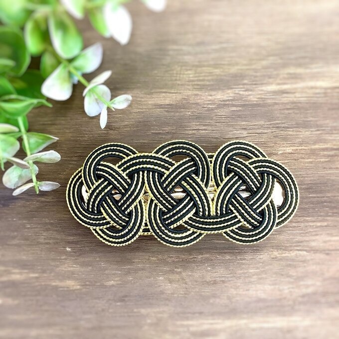 【アレカラー】水引 バレッタ アレのアレ 和風 ゴールド 黒 しましま 寅 虎 タイガー