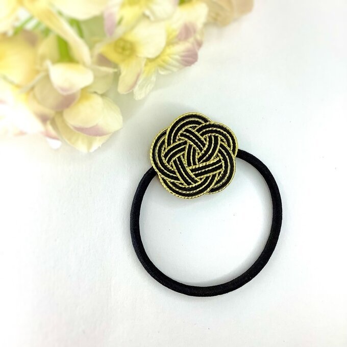 【アレカラー】水引 お花 ヘアゴム アレのアレ 虎 寅 タイガー ゴールド 黒 キラキラ 和風