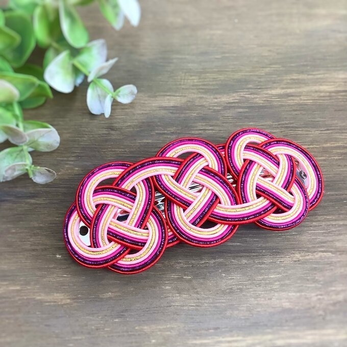 水引 バレッタ【東欧への憧れ】カラフル キラキラ ピンク
