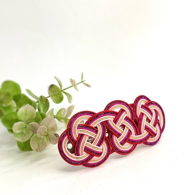 水引 バレッタ【東欧への憧れ】カラフル キラキラ ピンク