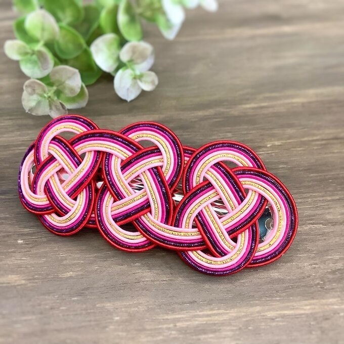 水引 バレッタ【東欧への憧れ】カラフル キラキラ ピンク