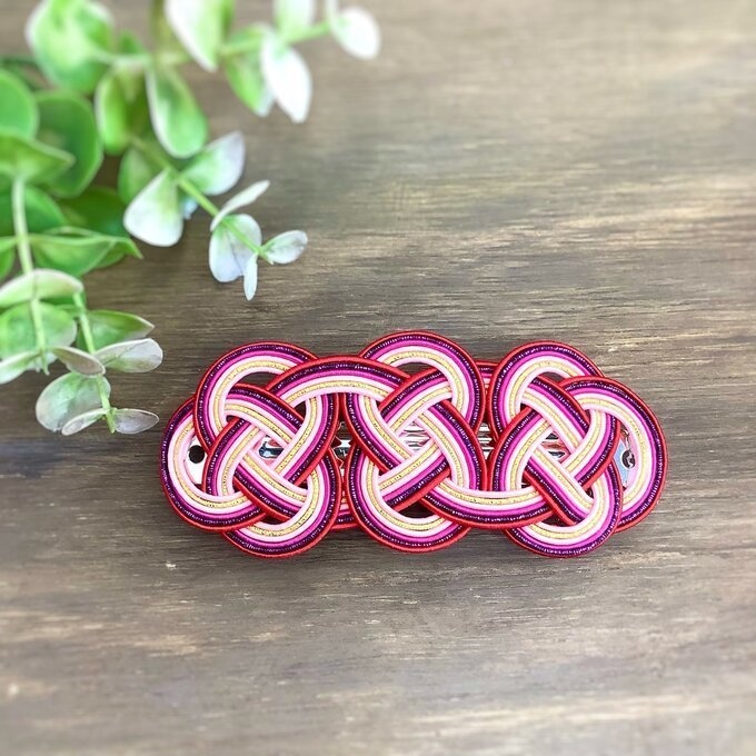 水引 バレッタ【東欧への憧れ】カラフル キラキラ ピンク