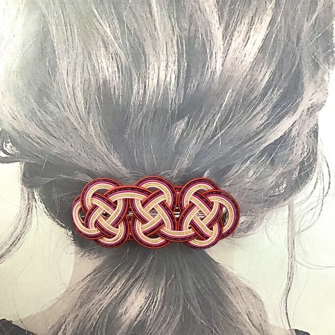 水引 バレッタ【東欧への憧れ】カラフル キラキラ ピンク