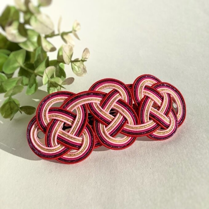 水引 バレッタ【東欧への憧れ】カラフル キラキラ ピンク