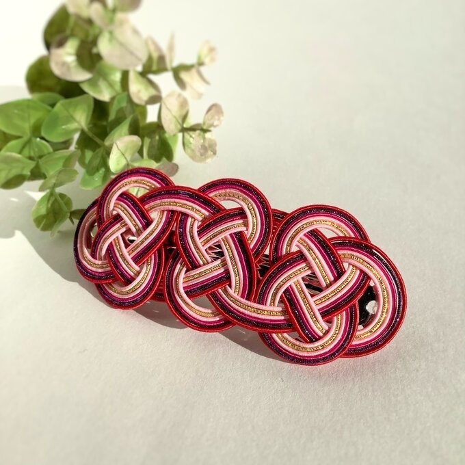 水引 バレッタ【東欧への憧れ】カラフル キラキラ ピンク