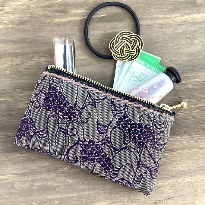 【ぶどう】畳縁 テトラ型 ペンケース 紫 葡萄 ワイン ブドウ