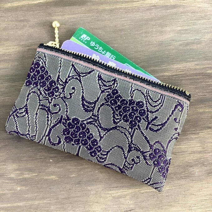 【ぶどう】畳縁 ぺたんこ ミニポーチ 小銭入れ カードケース 紫 ブドウ 葡萄 ワイン