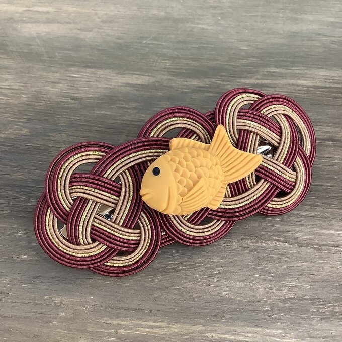 【たい焼き】水引 バレッタ かわいい おやつ 鯛 魚 和菓子
