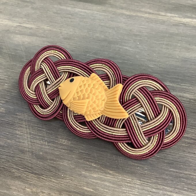 【たい焼き】水引 バレッタ かわいい おやつ 鯛 魚 和菓子