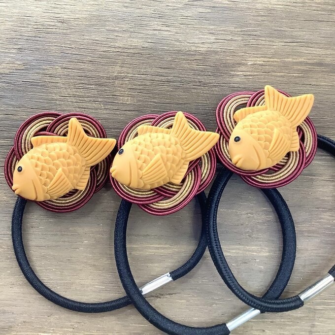 【たい焼き】水引 ヘアゴム おやつ 和菓子 鯛 魚 可愛い