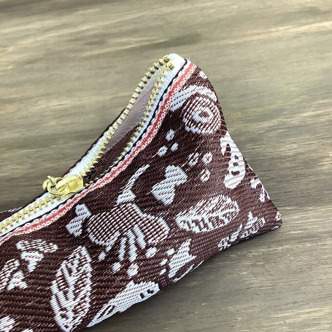 【小鳥と花と・・・】畳縁 テトラ型 ペンケース あずき色 マルーン 茶 大人可愛い