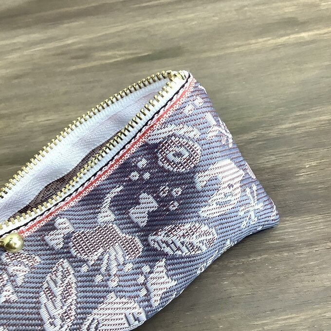 【小鳥と花と・・・】畳縁 テトラ型 ペンケース 茶鼠色 ウォームグレー 大人可愛い