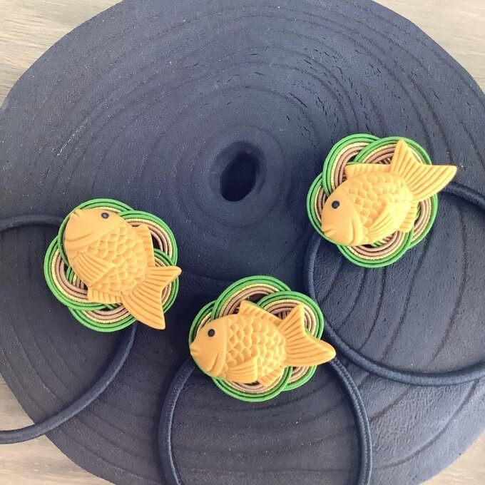 【たい焼き 抹茶】水引 ヘアゴム おやつ 和菓子 鯛 魚 可愛い