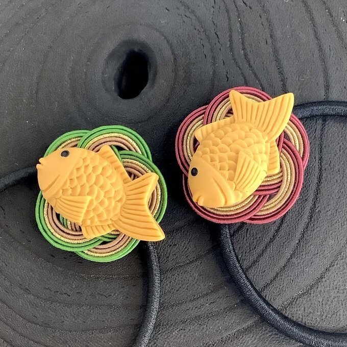 【たい焼き 抹茶】水引 ヘアゴム おやつ 和菓子 鯛 魚 可愛い