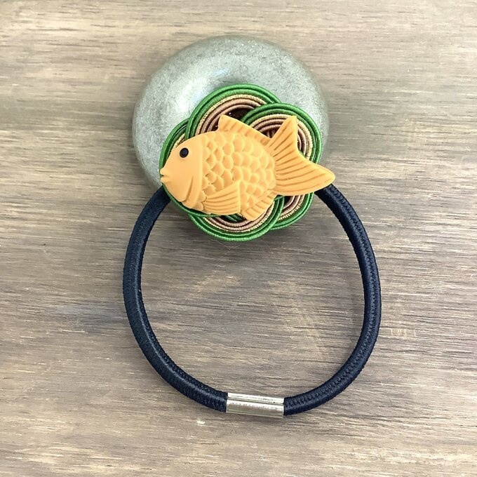 【たい焼き 抹茶】水引 ヘアゴム おやつ 和菓子 鯛 魚 可愛い