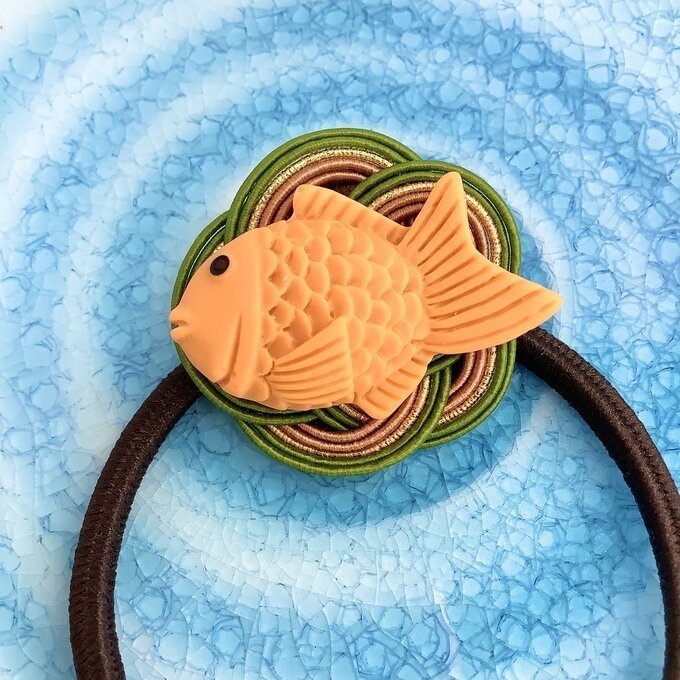 【たい焼き 抹茶】水引 ヘアゴム おやつ 和菓子 鯛 魚 可愛い