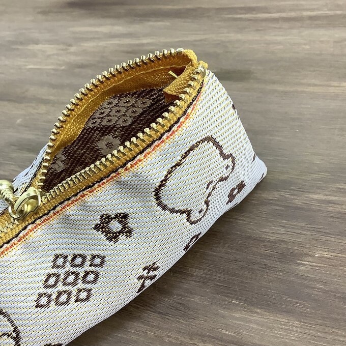 【カエルとトリさん】畳縁 テトラ型 ペンケース クリーム色 蛙 鳥 オカメインコ