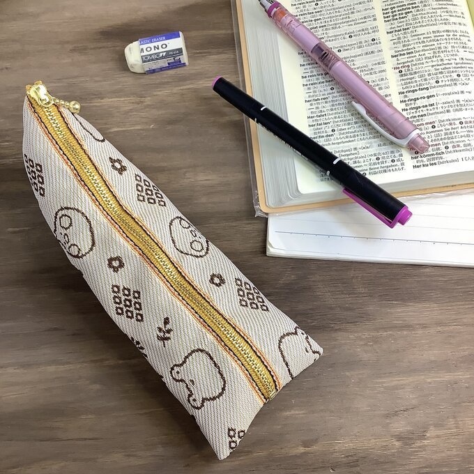 【カエルとトリさん】畳縁 ぺたんこ ミニポーチ 小銭入れ カードケース クリーム色 蛙 鳥