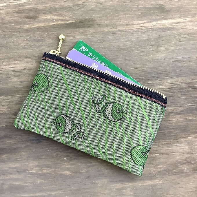 【皮むき 青りんご】畳縁 ぺたんこ ミニポーチ 小銭入れ カードケース リンゴ 安曇野 信州 緑