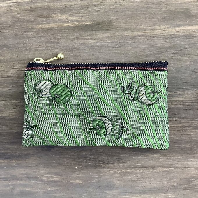 【皮むき 青りんご】畳縁 ぺたんこ ミニポーチ 小銭入れ カードケース リンゴ 安曇野 信州 緑