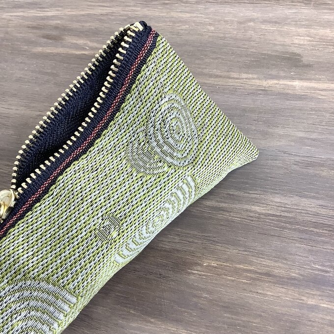 【枯山水】畳縁 テトラ型 ペンケース 芥子 黄色 禅 同心円 ストライプ