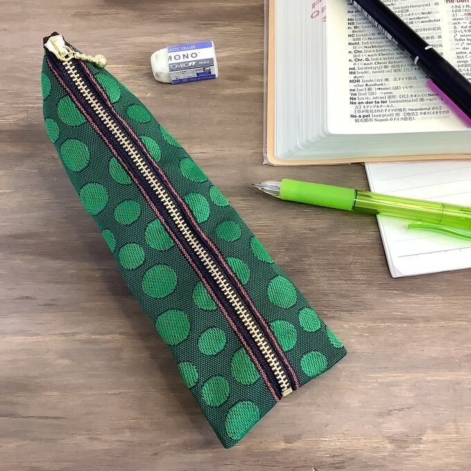 【まりもの森】畳縁 ぺたんこ ミニポーチ 小銭入れ カードケース ドット 水玉 マリモ グリーン