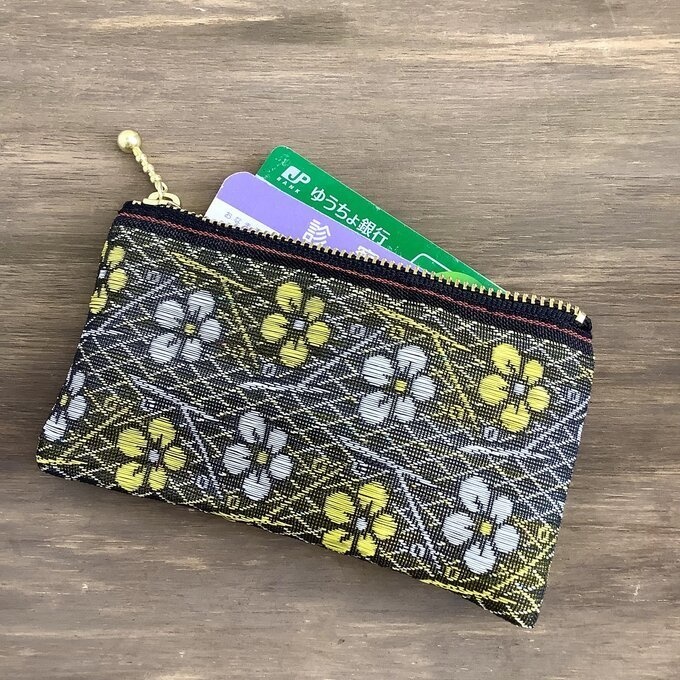 【金銀梅】畳縁 ぺたんこ ミニポーチ 小銭入れ カードケース 梅 春 花柄