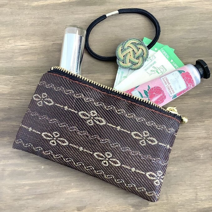 【ガトーショコラ オペラ】畳縁 ぺたんこ ミニポーチ 小銭入れ カードケース ブラウン チョコレート レトロ