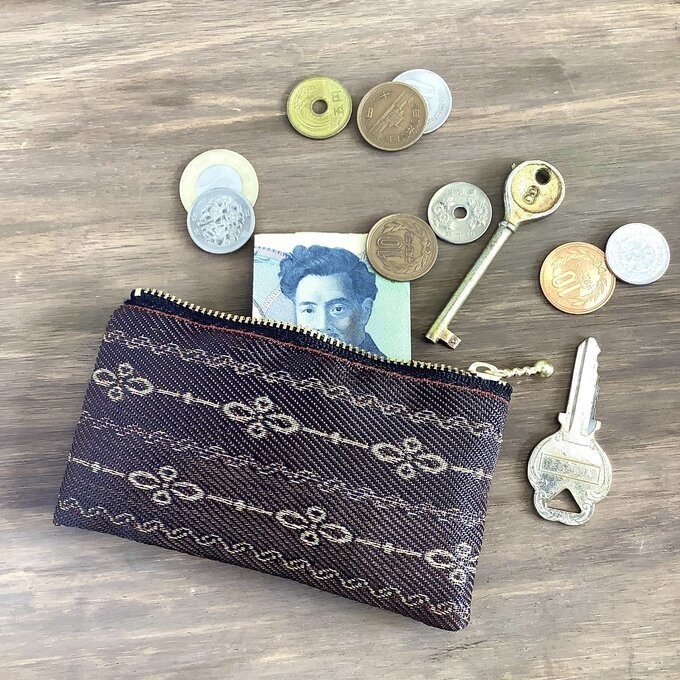 【ガトーショコラ オペラ】畳縁 ぺたんこ ミニポーチ 小銭入れ カードケース ブラウン チョコレート レトロ