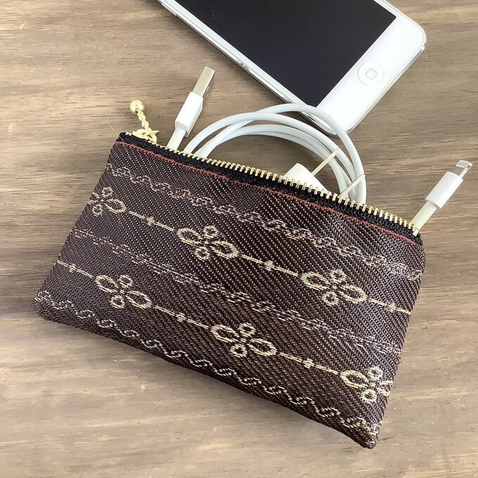 【ガトーショコラ オペラ】畳縁 ぺたんこ ミニポーチ 小銭入れ カードケース ブラウン チョコレート レトロ