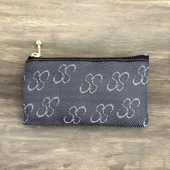 【SS柄】畳縁 ぺたんこ ミニポーチ 小銭入れ カードケース 花 蝶 昭和 レトロ グレー