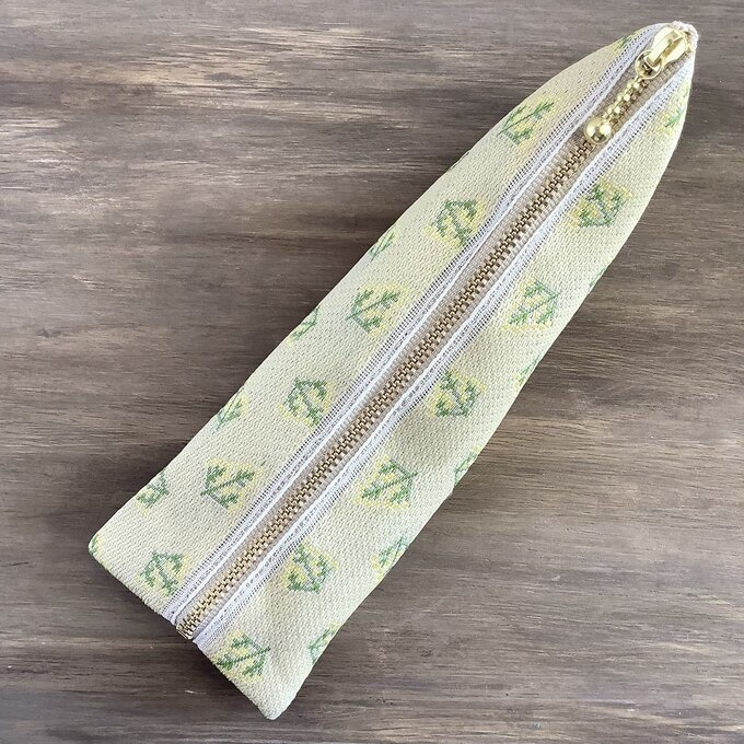 【ミモザ】畳縁 テトラ型 ペンケース 春 ベージュ イエロー フレンチ