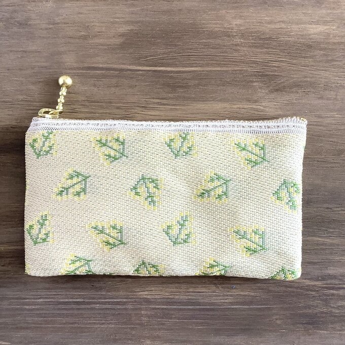 【ミモザ】畳縁 ぺたんこ ミニポーチ 小銭入れ カードケース 春 ベージュ イエロー フレンチ