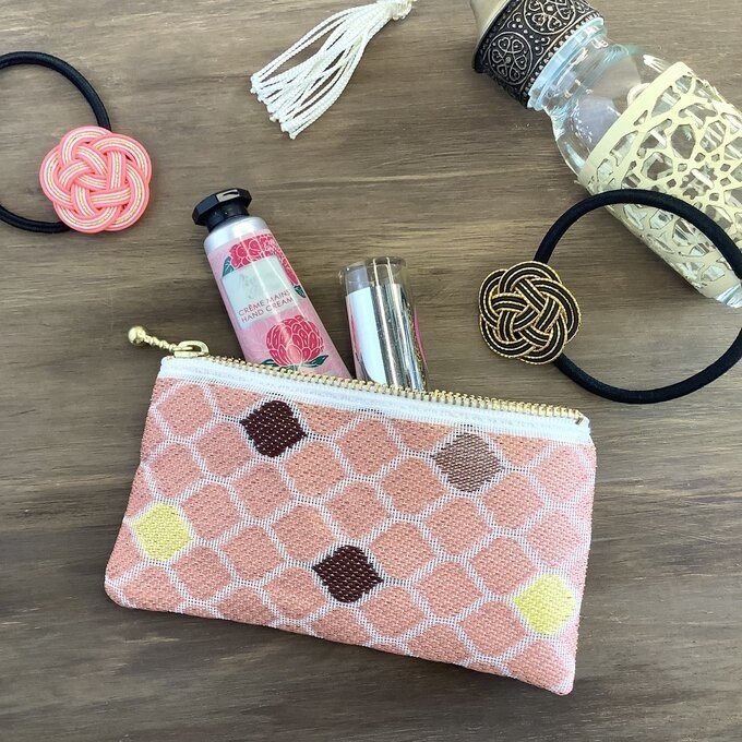 【モロッカンタイル】畳縁 テトラ型 ペンケース ピンク コーラル モロッコ