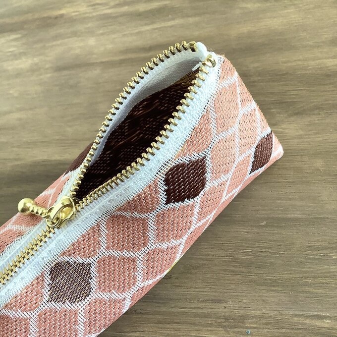 【モロッカンタイル】畳縁 テトラ型 ペンケース ピンク コーラル モロッコ