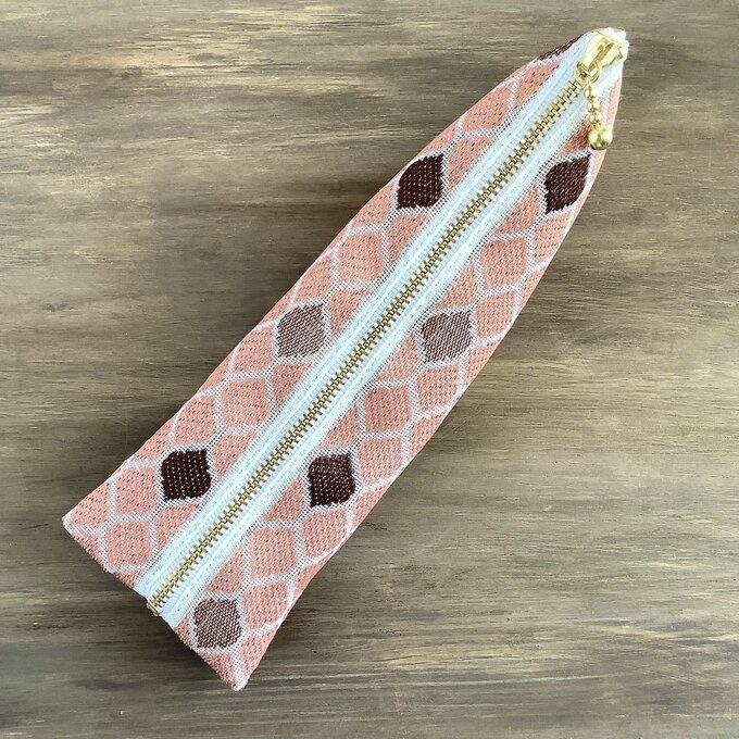 【モロッカンタイル】畳縁 テトラ型 ペンケース ピンク コーラル モロッコ