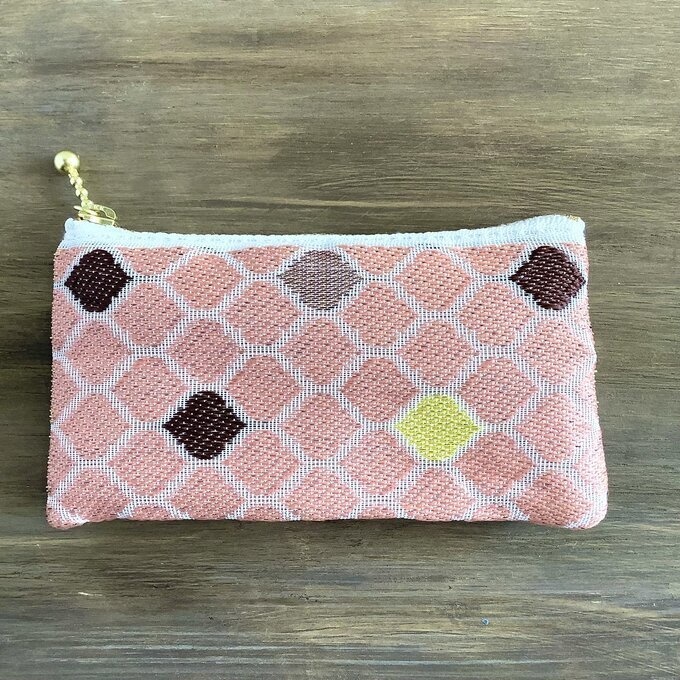 【モロッカンタイル】畳縁 ぺたんこ ミニポーチ 小銭入れ カードケース ピンク コーラル モロッコ