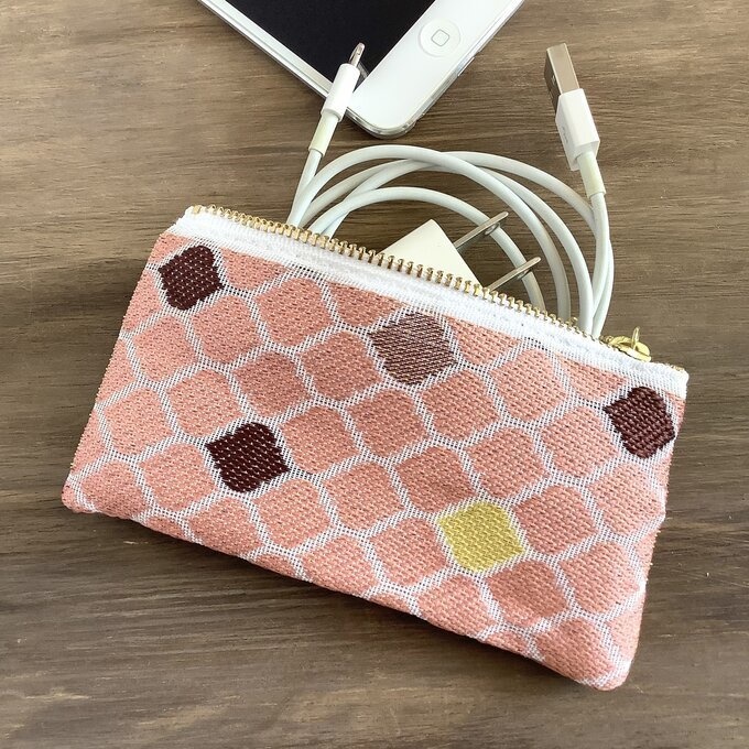 【モロッカンタイル】畳縁 ぺたんこ ミニポーチ 小銭入れ カードケース ピンク コーラル モロッコ