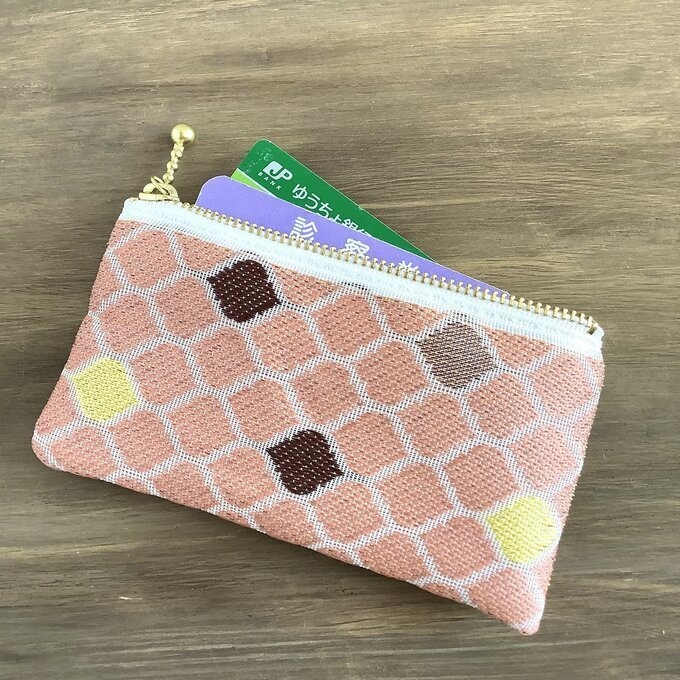 【モロッカンタイル】畳縁 ぺたんこ ミニポーチ 小銭入れ カードケース ピンク コーラル モロッコ
