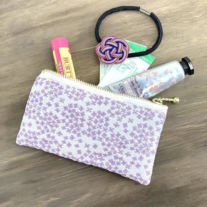 【紫陽花】畳縁 テトラ型 ペンケース 紫 アジサイ 雨