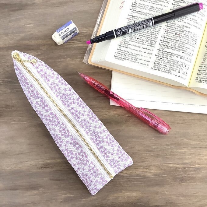 【紫陽花】畳縁 テトラ型 ペンケース 紫 アジサイ 雨