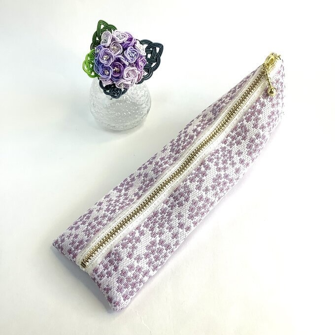 【紫陽花】畳縁 テトラ型 ペンケース 紫 アジサイ 雨