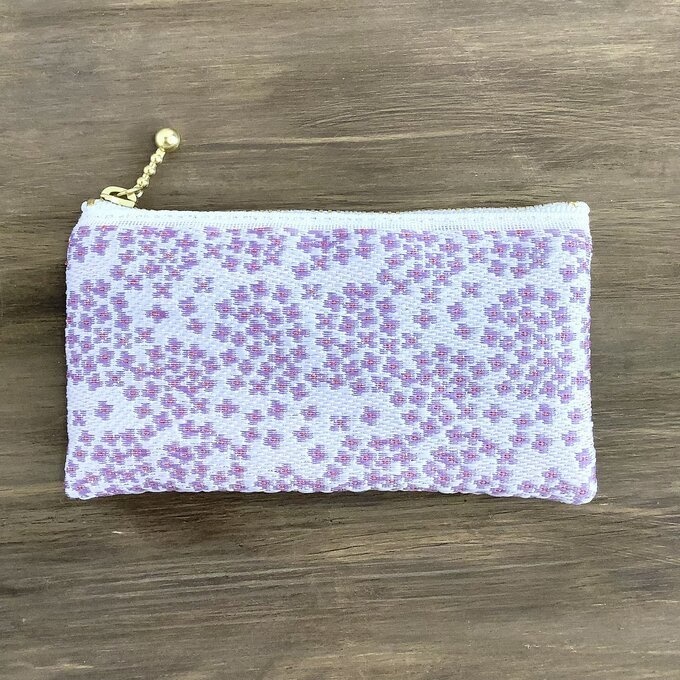 【紫陽花】畳縁 ぺたんこ ミニポーチ 小銭入れ カードケース 紫 アジサイ 雨