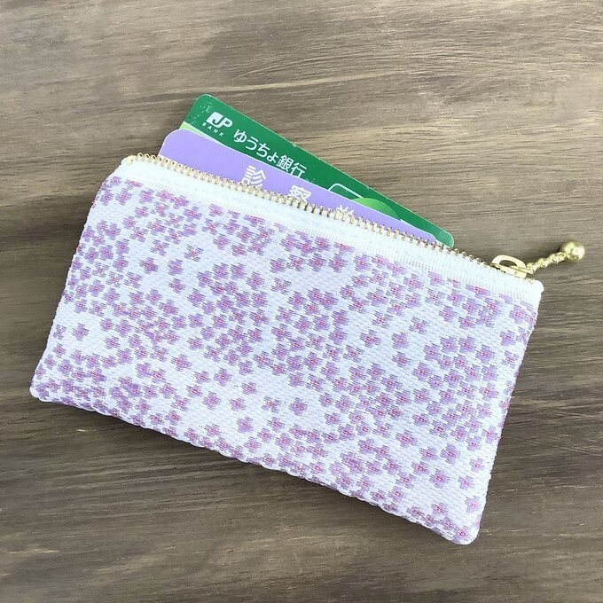 【紫陽花】畳縁 ぺたんこ ミニポーチ 小銭入れ カードケース 紫 アジサイ 雨