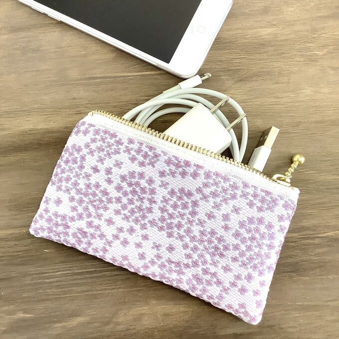 【紫陽花】畳縁 ぺたんこ ミニポーチ 小銭入れ カードケース 紫 アジサイ 雨